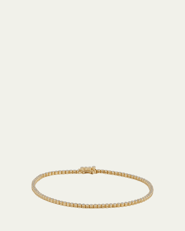 18K Yellow Gold Stitch Pinpoint Diamond Tennis Bracelet